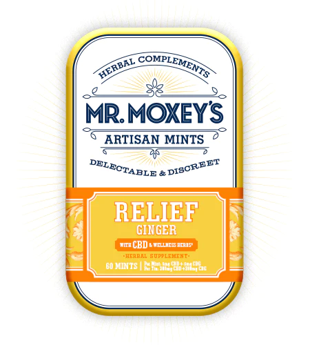 Mr. Moxey's Relief CBD mints with 5mg each and 60ct per container