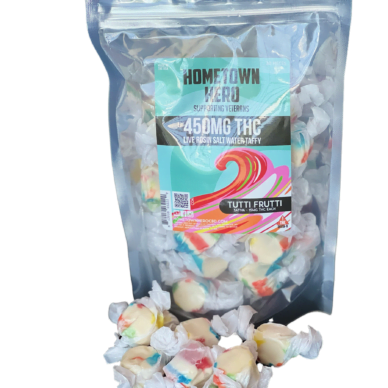 Hometown Hero Salt Water Taffy Hemp-Sourced Delta 9 THC Sativa 15mg Tutti Frutti