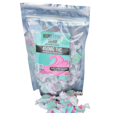 Hometown Hero Hemp-Sourced Delta 9 THC Salt Water Taffy Hybrid 15mg Cotton Candy